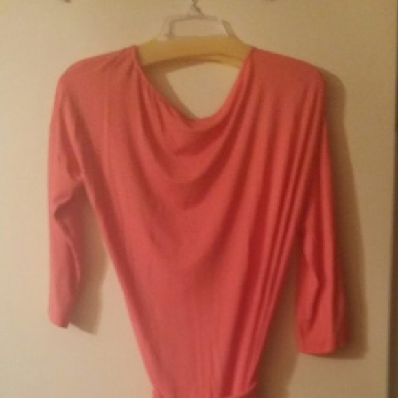 Michael Stars Dylan High Low Boatneck Dress in Orange Sz L - Picture 4 of 16